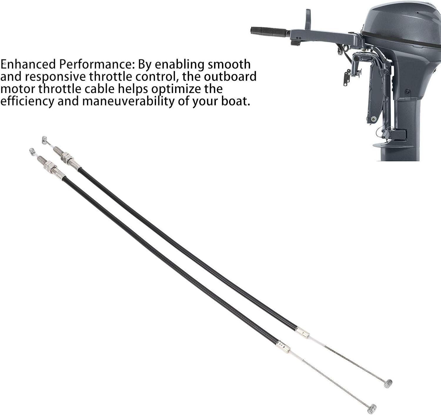 Gaskabel voor buitenboordmotor, professionele zware metalen vervangende gaskabel voor 2-takt buitenboordmotoren 9,9 pk, 15 pk, 20 pk, 25 pk, 1990-2007, 2 stuks