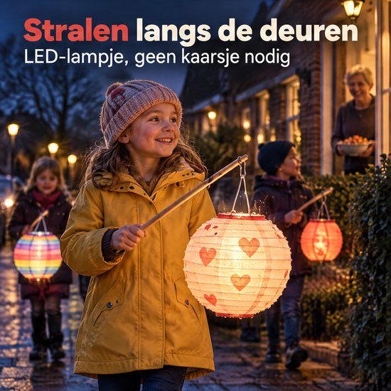 Cheqo® Houten Lampionstokje met LED Lichtje en Haak - Sint Maarten - Lampion Lampje - Lampionhouder voor Kinderen - Lantaarnstok - 11 November - Lampionnenoptocht - Lampion Knutselen - Halloween - Feestartikelen — afbeelding 2