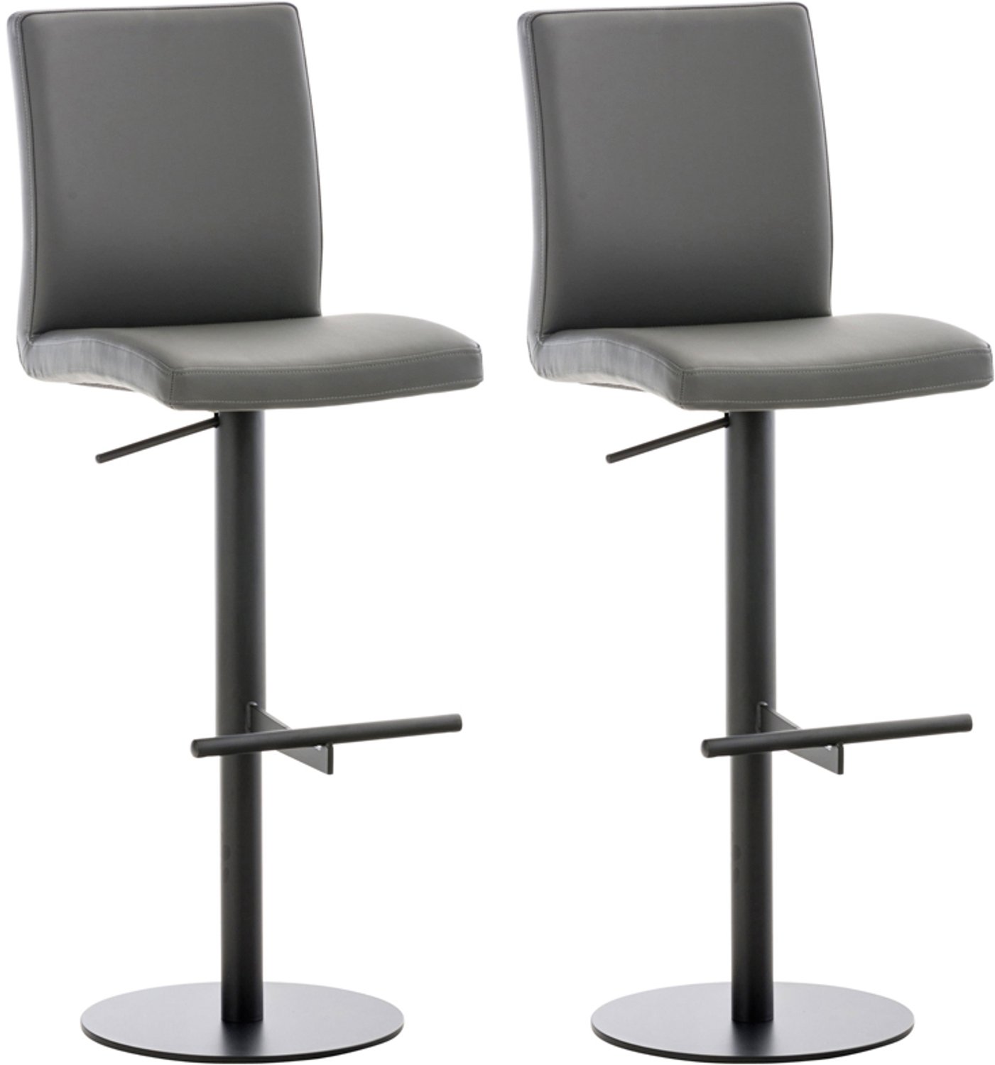 Luxe Comfort Barkruk - Set van 2 - Verstelbaar - Kunstleer - Grijs grijs zwart