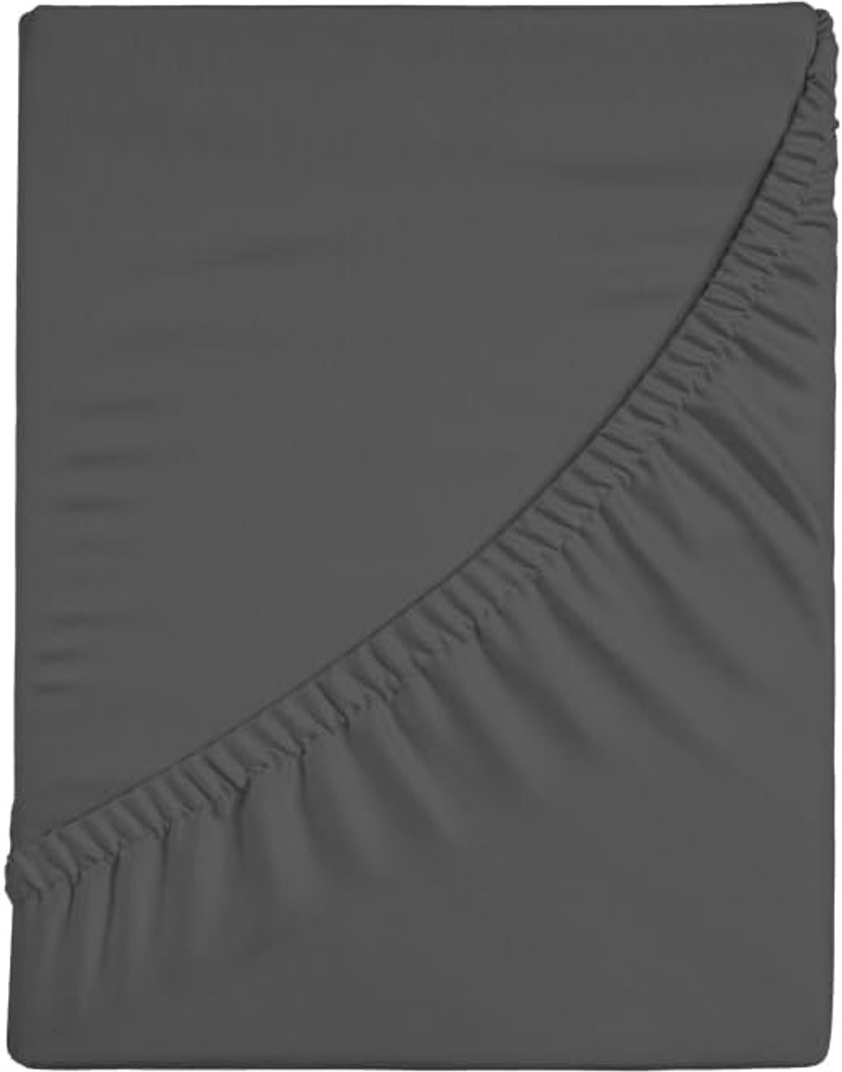 Hoeslaken voor tweepersoonsbed, effen, 100% katoen, maxi-hoek 30 cm, voor tweepersoonsbed, grafiet, 180 x 200 cm