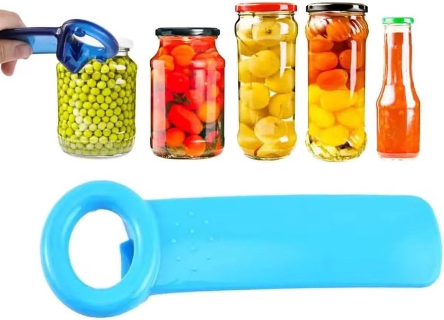 - Dekselopener – Flesopener - Handig Voor Ouderen en Kinderen (Blauw)