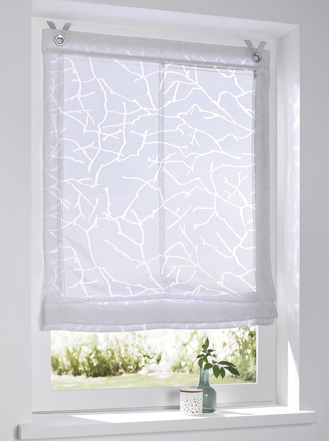 Roman blind Jerry wit 45 x 140 cm - oogrolgordijn zonder boren
