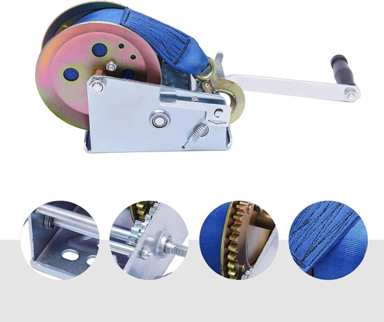 Handlier, lier met blauwe kabel, bergingslier, bootlier, handlier voor werkplaats, garage, aanhanger, boot (3500 lb marine lier (bandband: 10 mx50mm)) — afbeelding 3