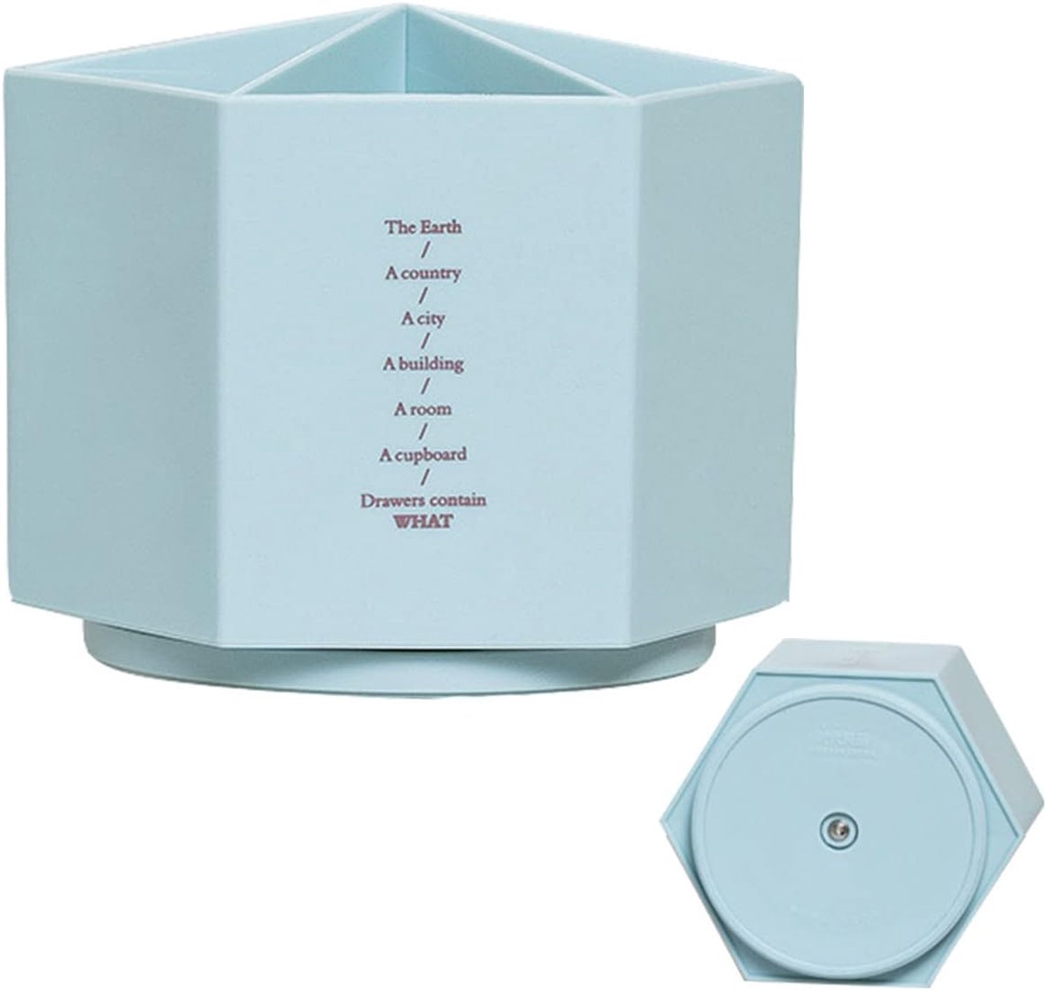 Desktop Kantoorartikelen Organizer Decoratieve Plastic Roterende Pen en Potlood Cup 6 Compartiment Bureau en Tafelblad Kantoorbenodigdheden, Blauw