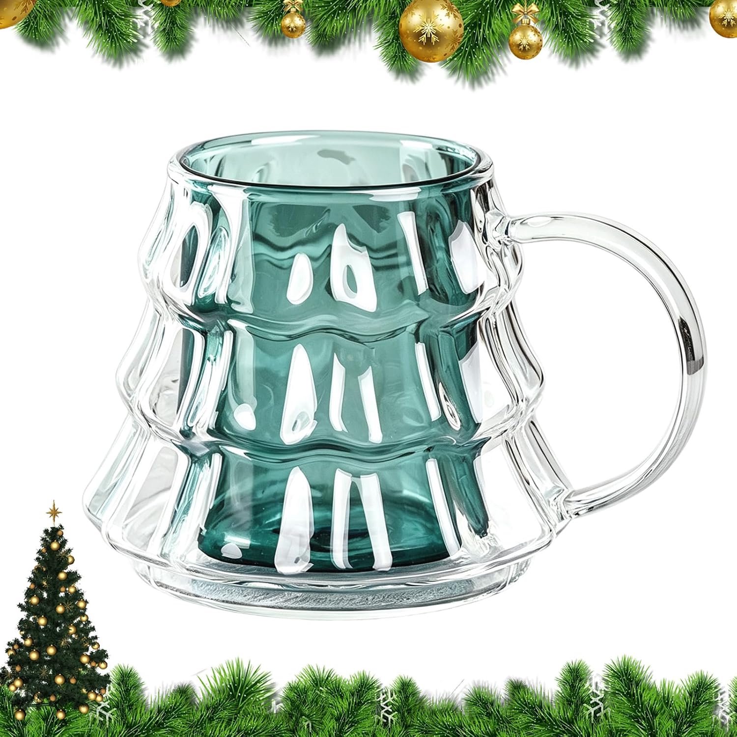 3D kerstboom vorm koffie mok 240 ml kerstglazen