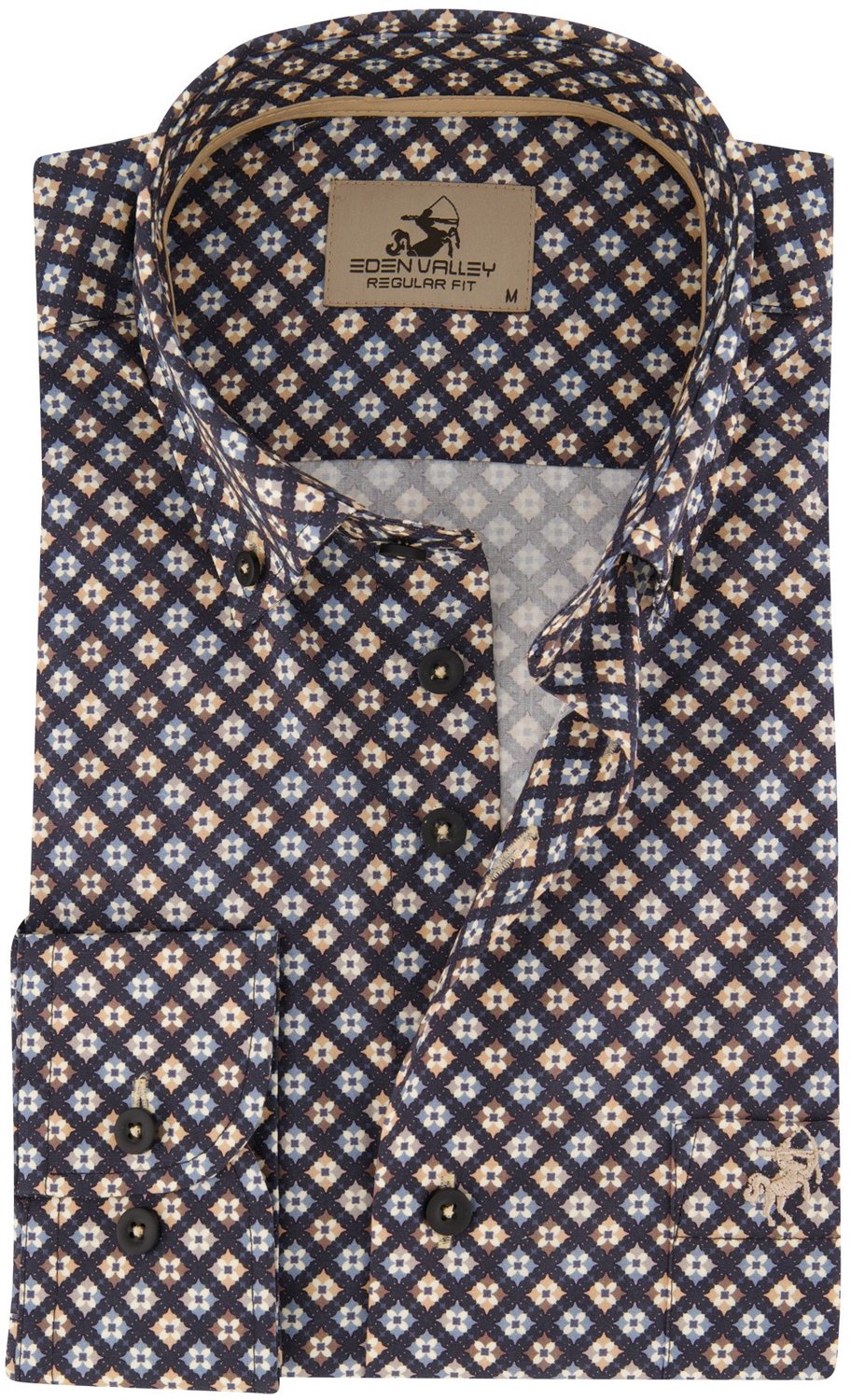Overhemd Eden Valley donkerblauw katoen