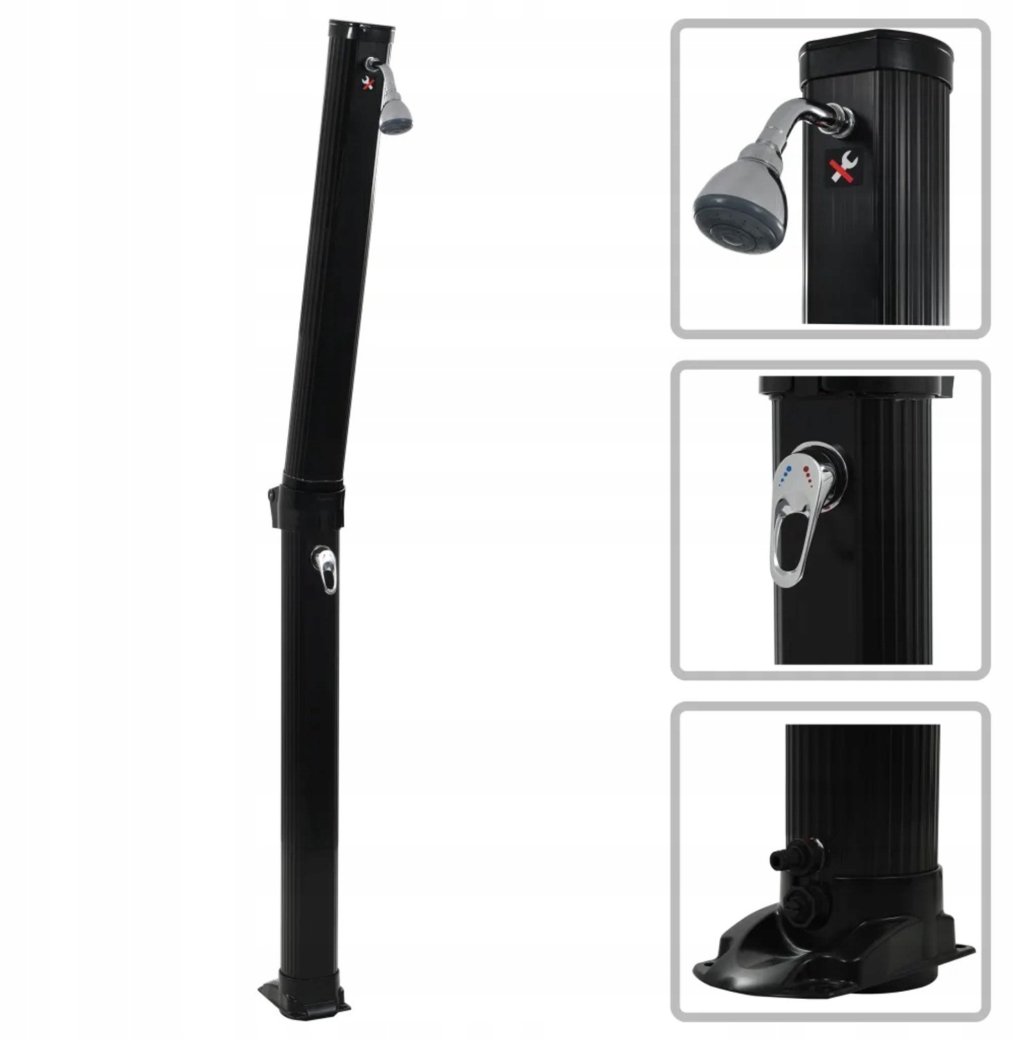 Zwarte Douche met Zonne-energie, 23L, 214cm