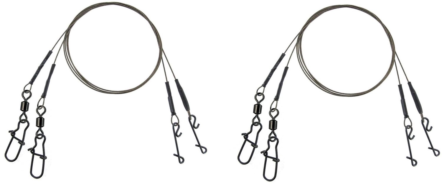Set: 4 stuks x 7x7 Super-Soft-stalen onderlijn met wervel en knooploze verbinder van Jenzi, 6, 9, 12, 15 & 20 Kg - ShopVlot