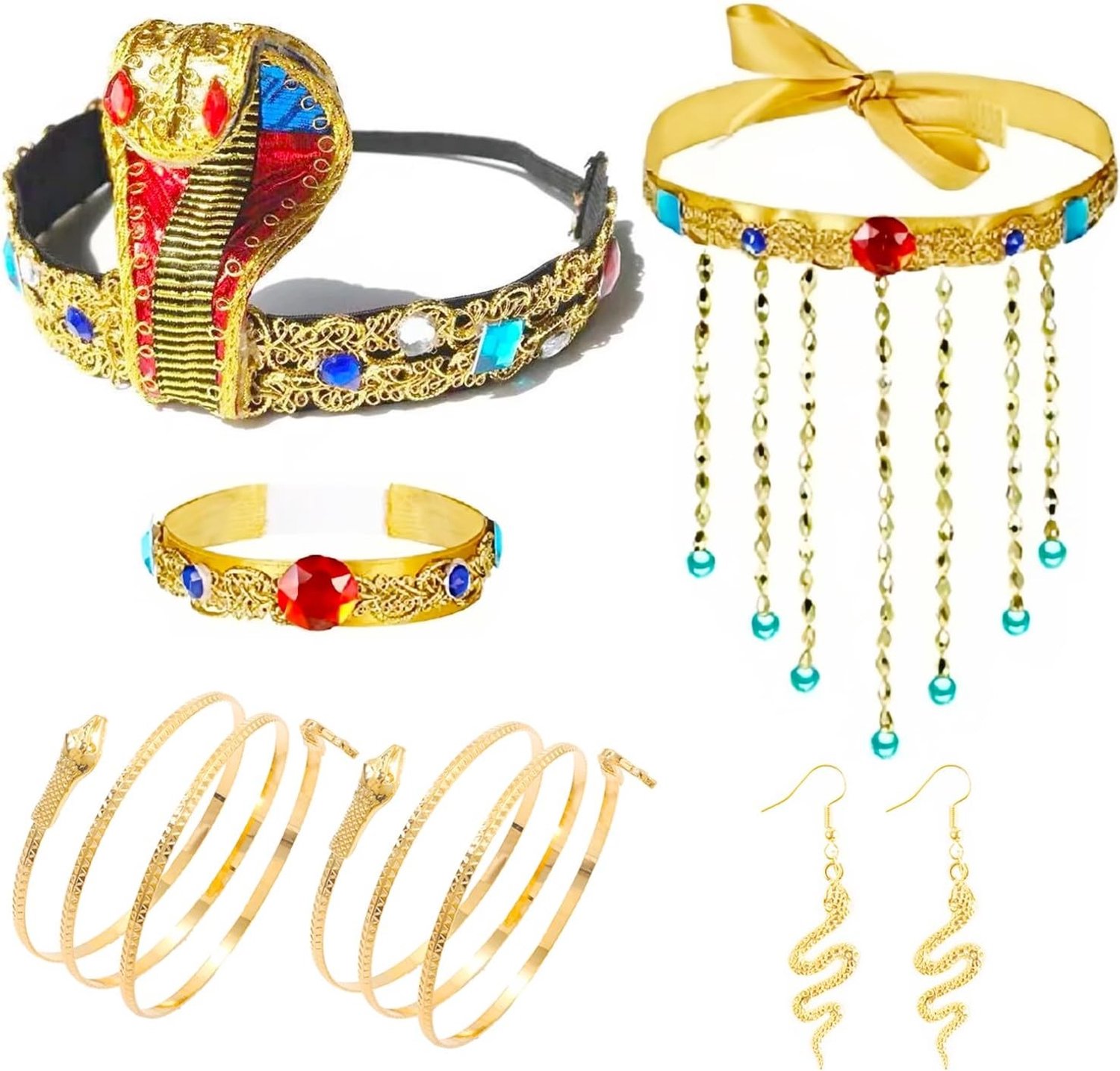 7-delige Egyptische Kostuumaccessoires voor Vrouwen en Meisjes, Perfect voor Halloween en Carnaval, Pharaoh Outfit Decoraties
