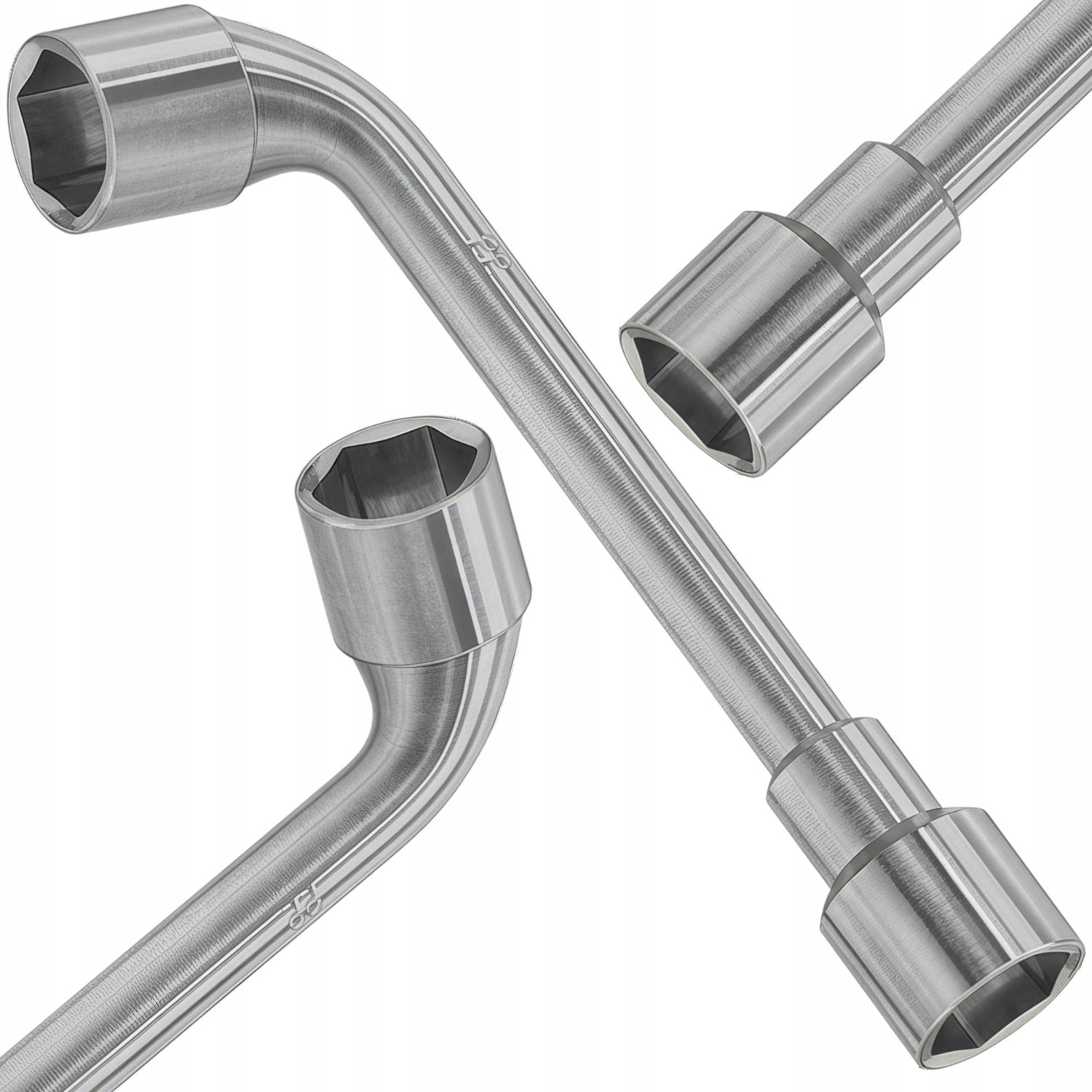 Doppie pijpsleutel 22mm - Koolstofstaal, chroom, 90° gebogen
