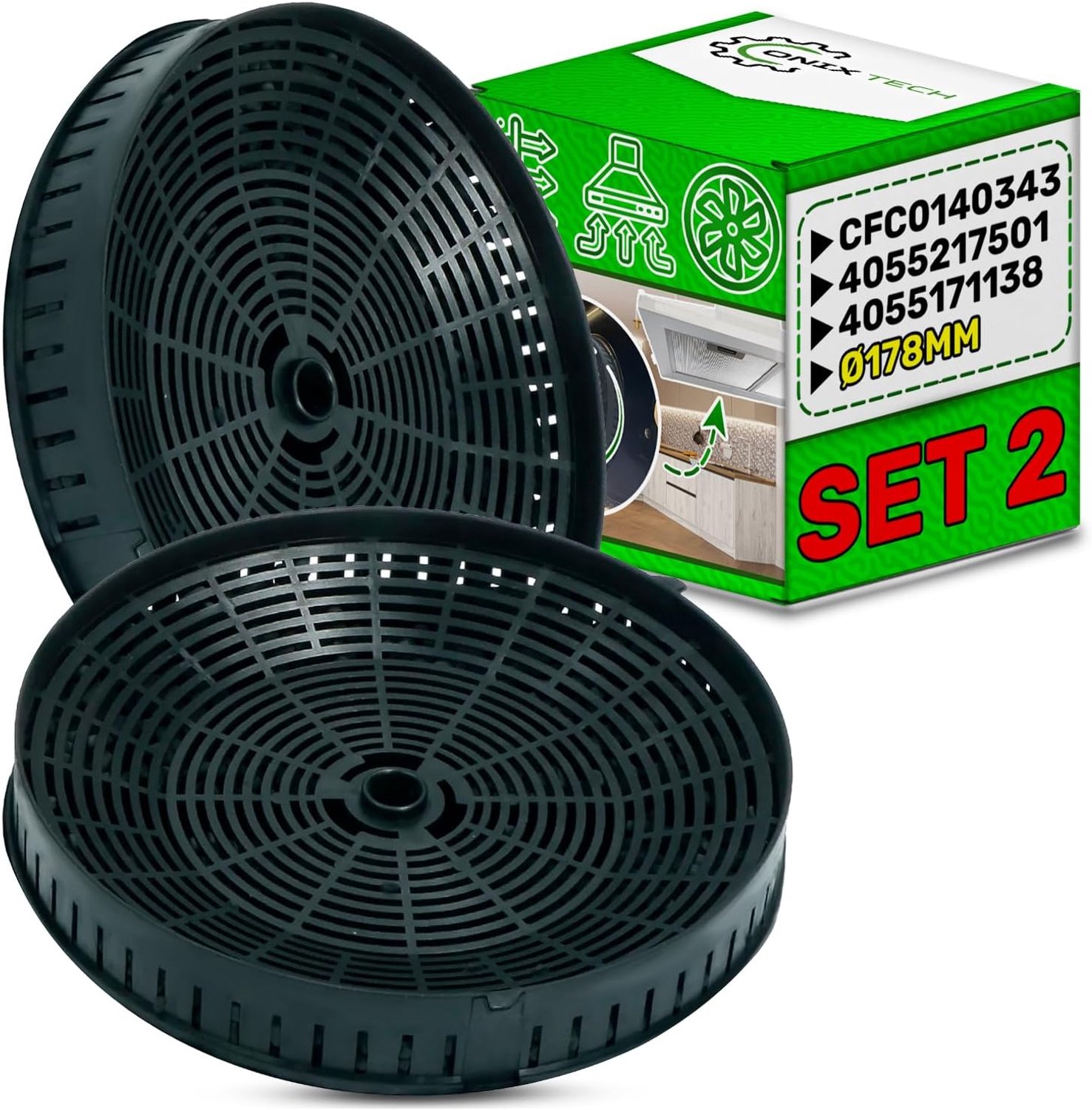 2pcs activated carbon filters for cooker hood type 57 with original code 405517113/8 4055171138 405521750/1 4055217501 - ShopVlot