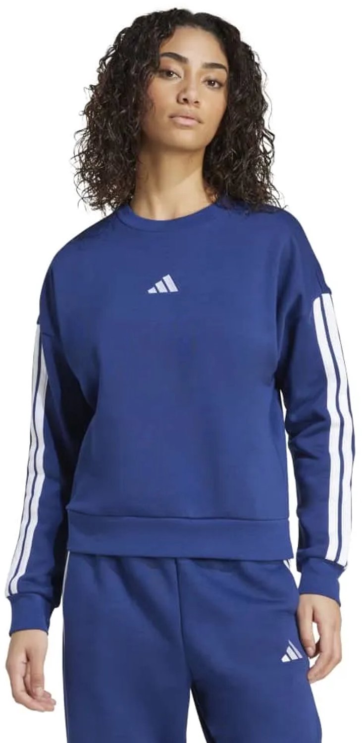 Adidas Essentials 3 Stripes Fleece Sweatshirt Vrouw Blauw