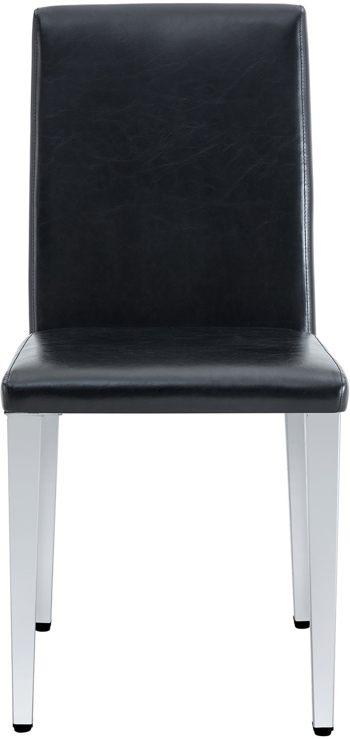SONNENH Eetkamerstoelen set van 2 met zwart kunstleer en zilverkleurige metalen poten - 90 cm hoog Zwart en zilverkleurig