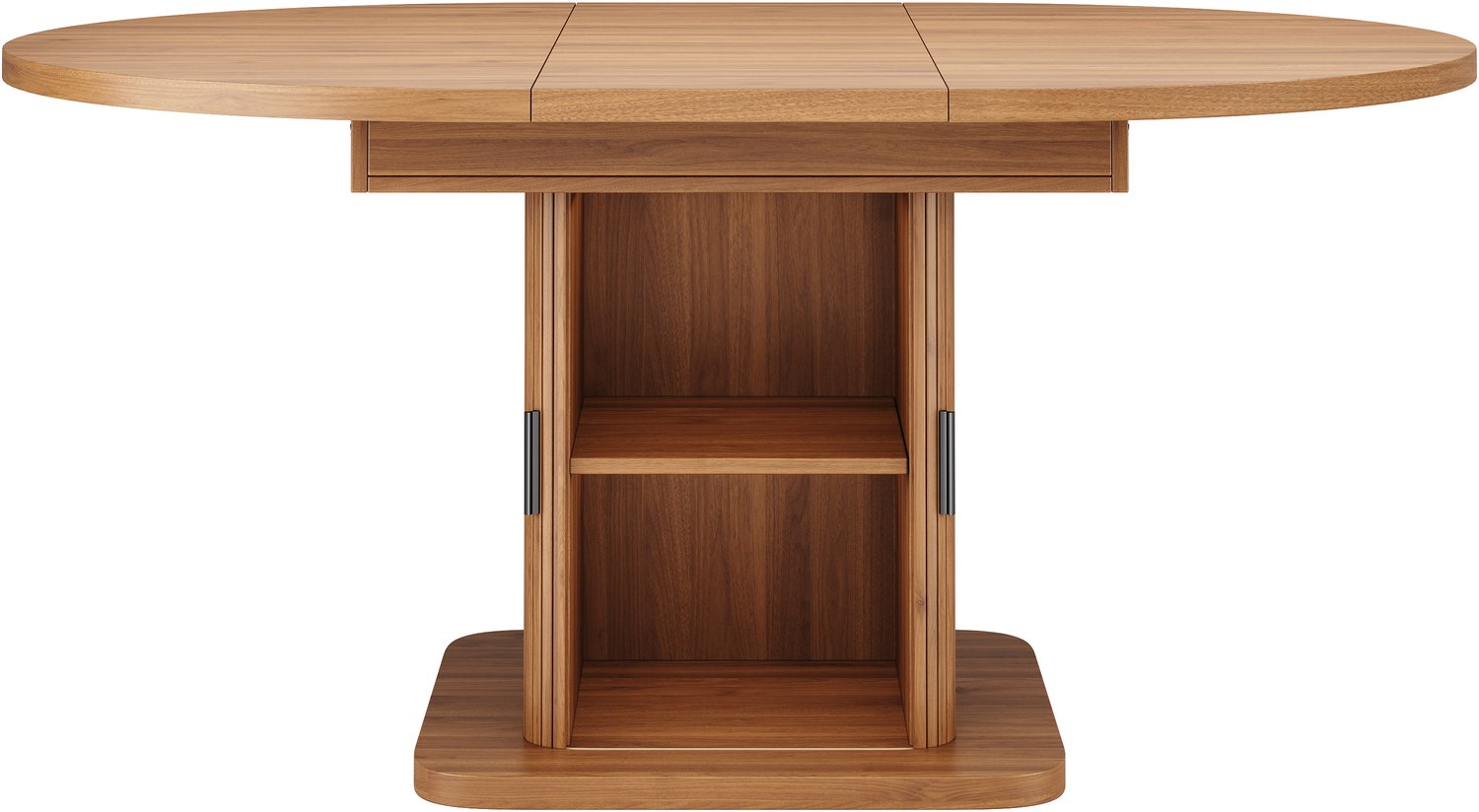 SONNENH Uitschuifbare eettafel met opbergkast en schuifdeuren - Walnootlook - 110–149,8 cm