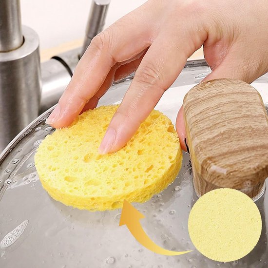 Set van 2 afdichtingen met 3 kaken voor spoelbak + 2 cellulose sponzen (7,5 cm diameter) voor sanitair en loodgieterswerk — afbeelding 4