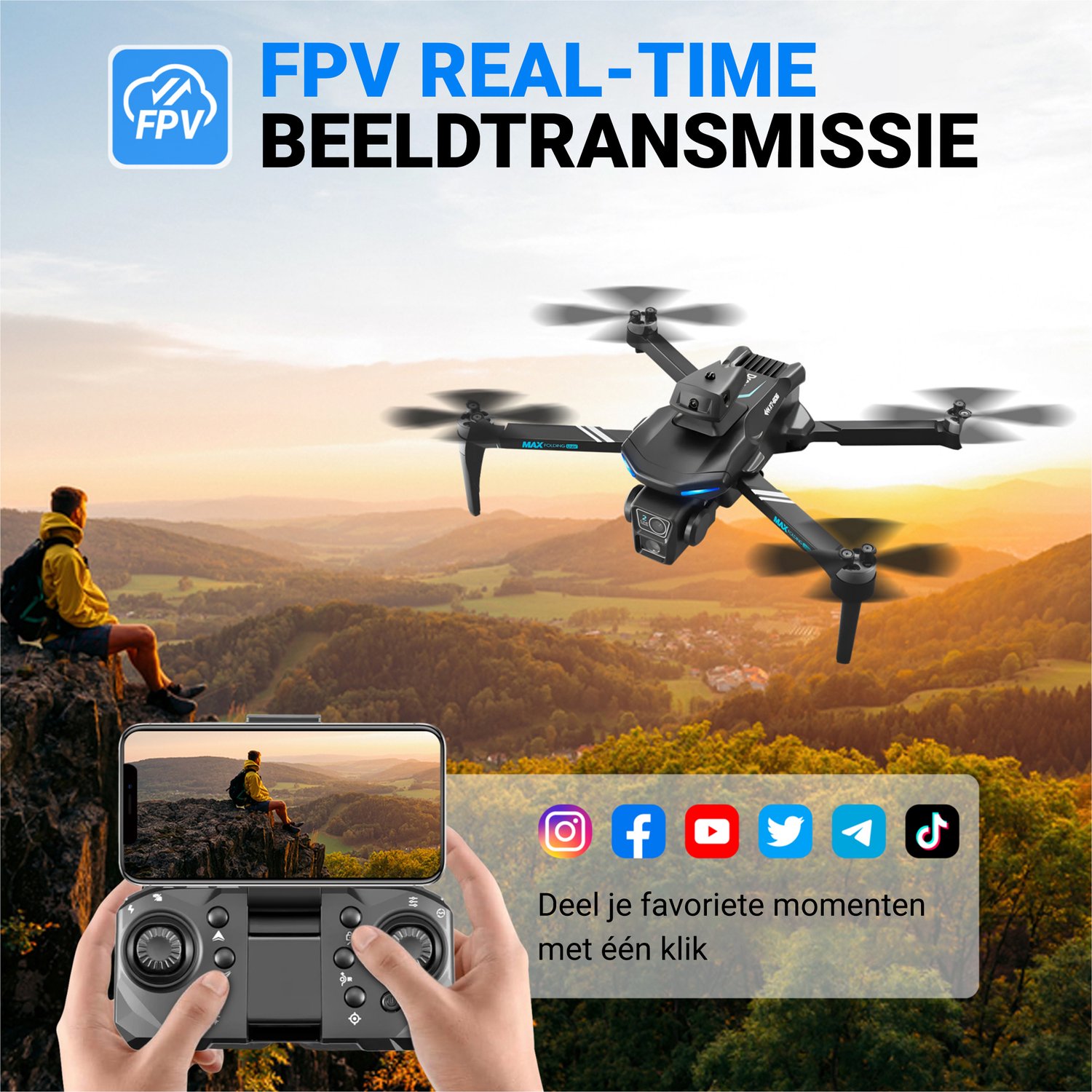 HAWX XT606 PRO Drone - Drone met 4K Camera - Mini drone - Voor Kinderen/Volwassenen - Drones - Tot 120 Minuten Vliegen - Incl. 3 Batterijen, Opbergtas, Landing Pad thumbnail 2