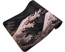 SnelShoppen - Grote Muismat 800 x 300 x 3 mm, Japanse Stijl, Hokusai The Wave, Ideaal voor Gaming en Werk, Duurzaam en Comfortabel, Zwart en Blauw