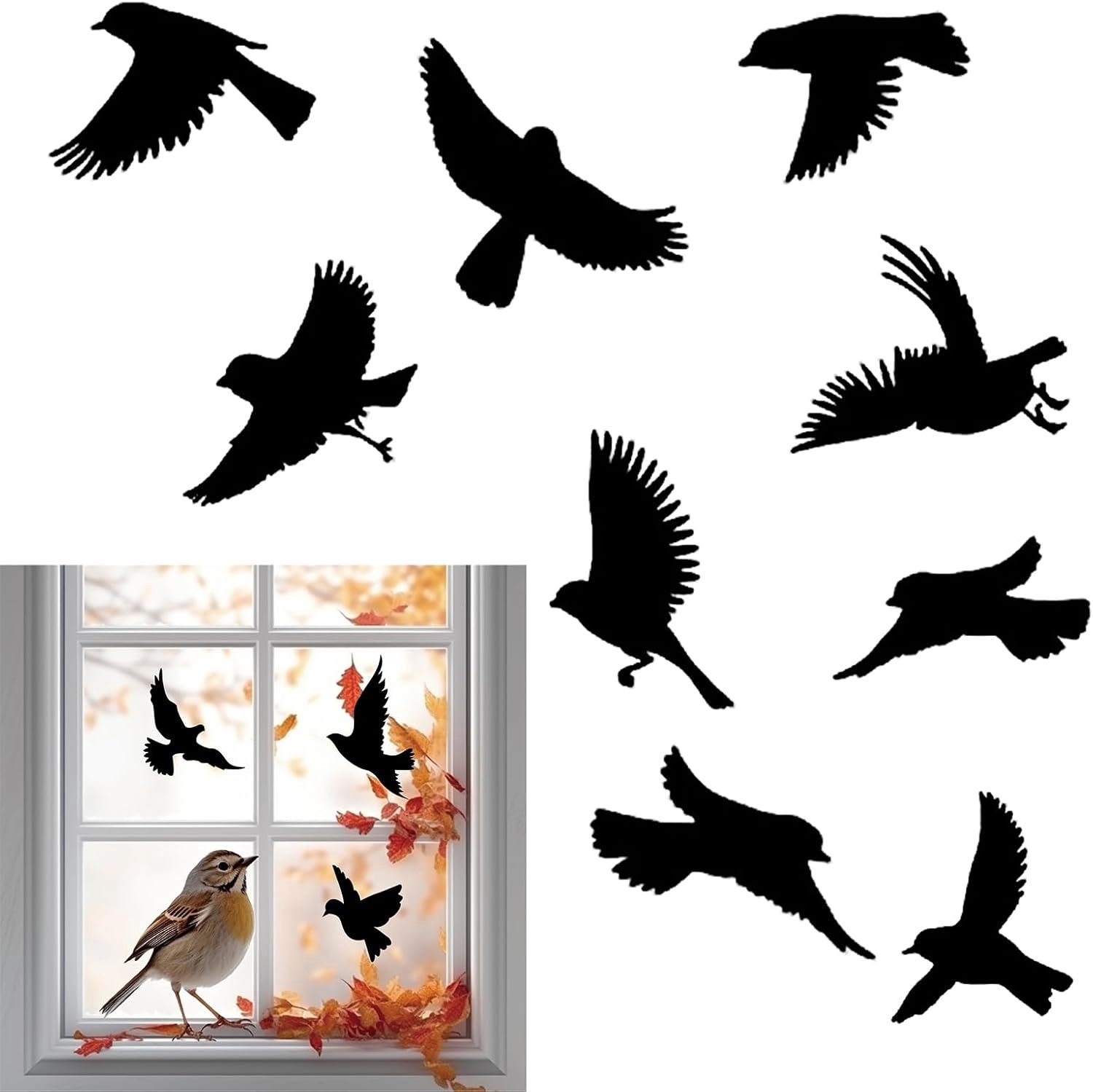 Raamstickers bescherming tegen vogels - vogelvormige anti-botsing stickers - veilig voor glas - Homevero