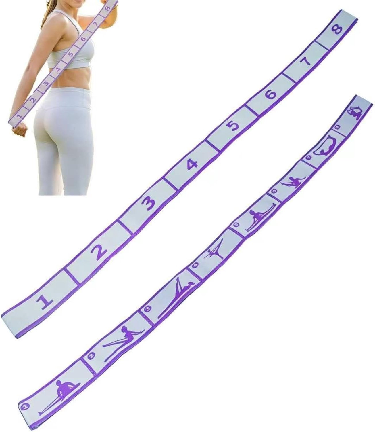 Yoga Band met Lussen - 85 x 4 cm, Geschikt voor Fitness, Pilates en Gymnastiek, Versterk je Flexibiliteit en Kracht