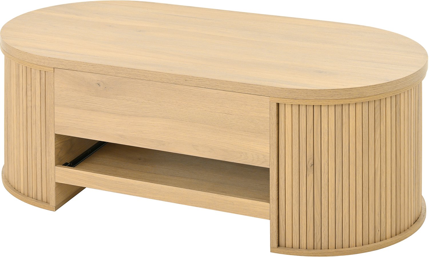 SONNENH Ovale salontafel met lift-top en uitschuifbaar plateau - 110 x 55,5 cm - Houtlook