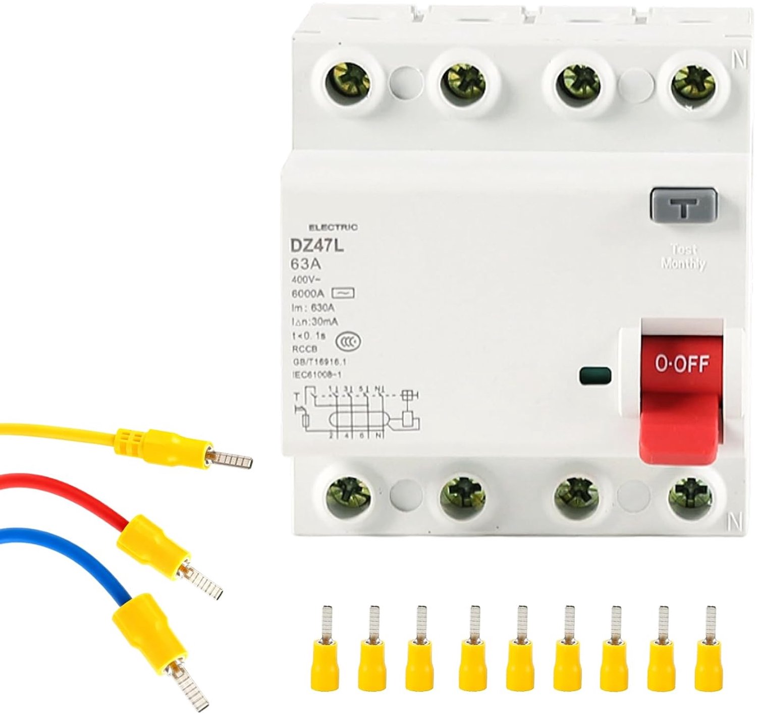 4-polige FI veiligheidsschakelaar 100 A - type A - 30 mA gevoeligheid - ShopVlot