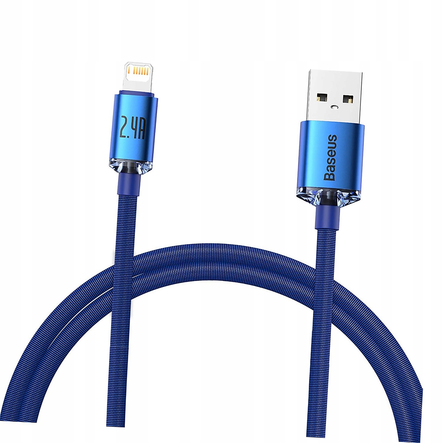 Baseus Crystal Shine USB-A naar Lightning kabel, 2.4A, 1.2m, Blauw