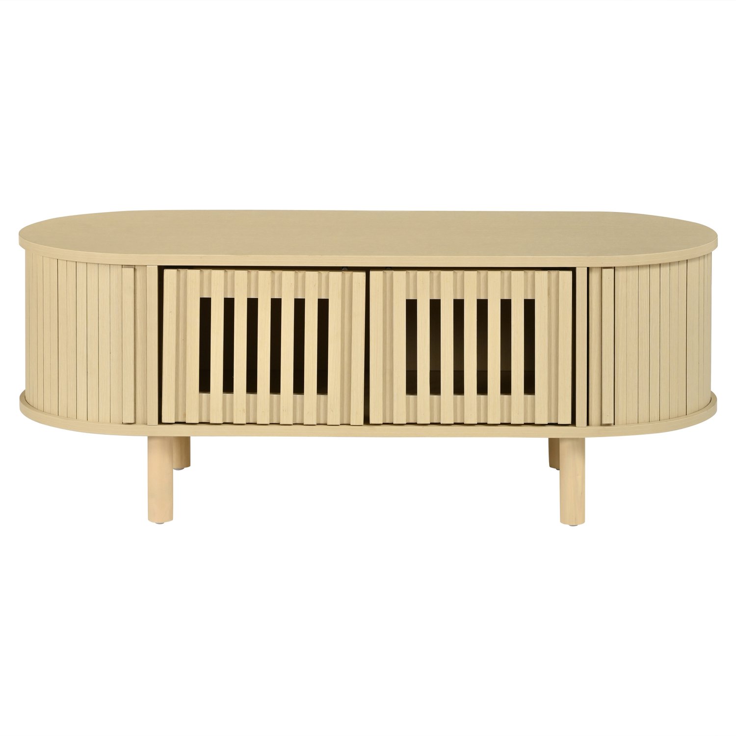 SONNENH Salontafel - Lamellenfront en houten poten - 100 x 40 x 38 cm - Lichte houtlook