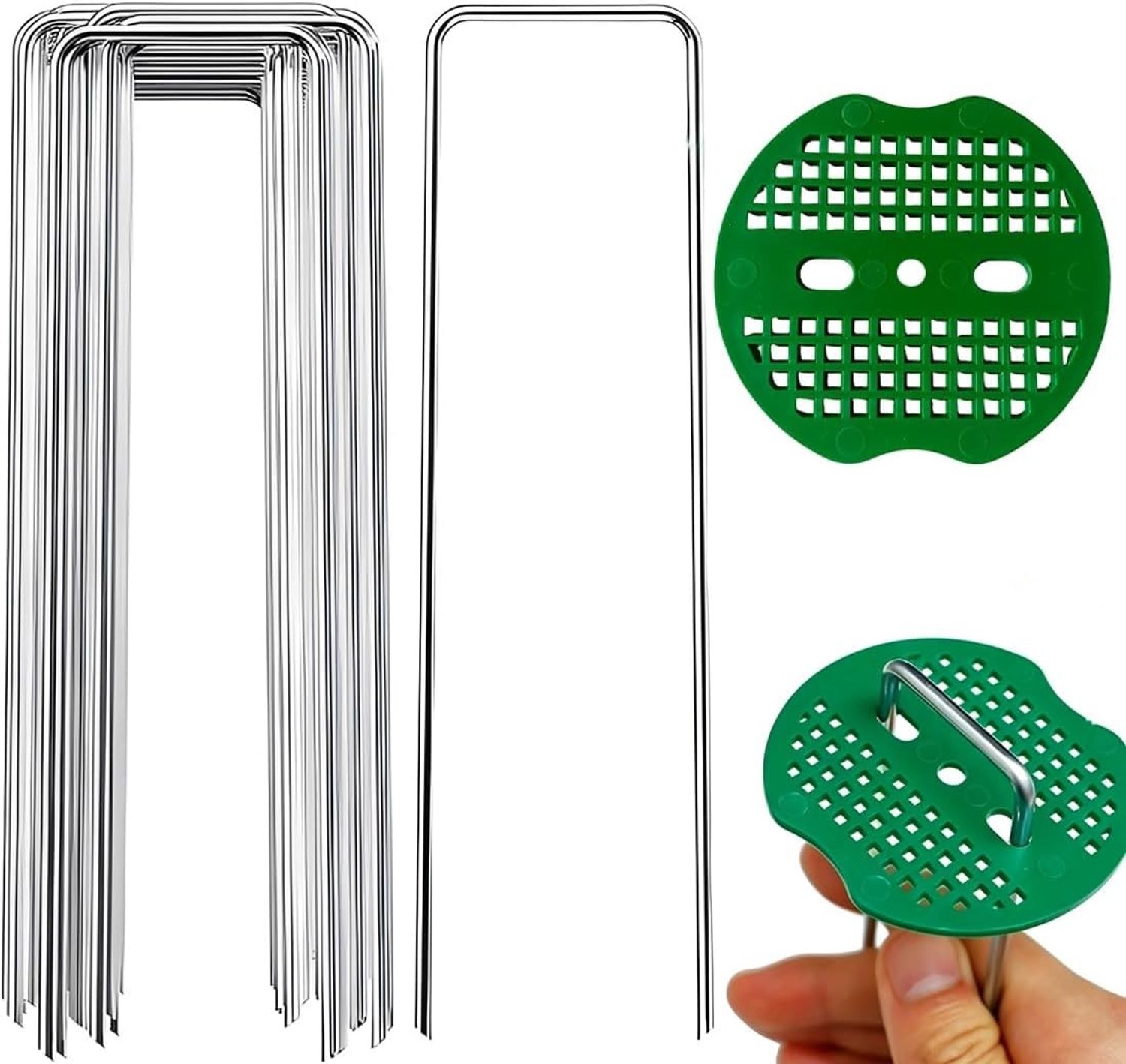 Set van 30 RVS U-vormige Tuinpinnen met Antislip Ringen 100 x 40 mm voor Onkruiddoek, Gras en Groentetuin, Perfect voor Tuinliefhebbers en Professionals