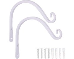 SnelShoppen - Loogi Plant Holder - Minimalistische IJzeren Wandhaken - Bloemhouder - Wandmontage met Haken - 2 Stuks - Wit 20cm - Voor Tuin, Binnen, F