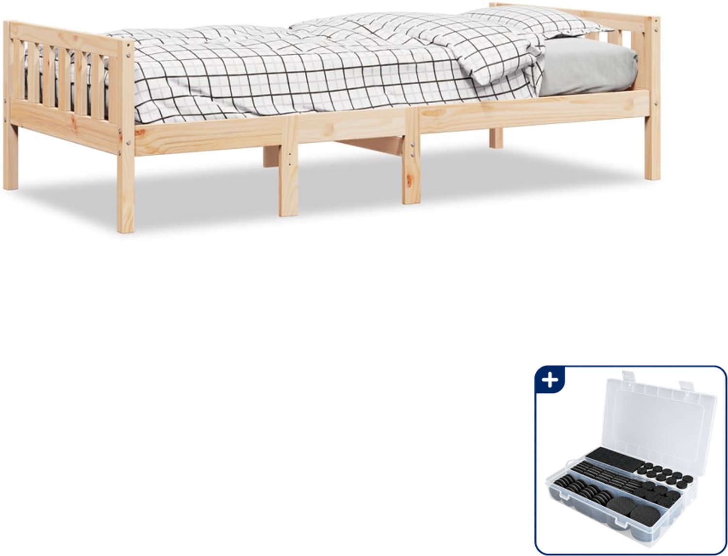 vidaXL kinderbed - 75 x 190 cm - massief grenenhout - Inclusief antikrasvilt 177-delig Bruin