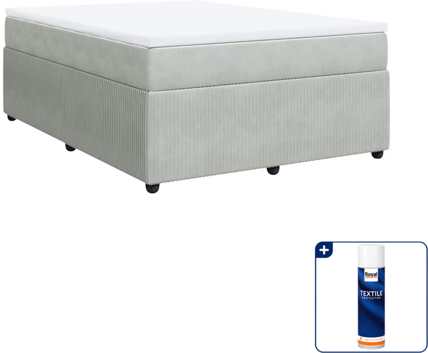 vidaXL boxspring met matras - Small double - 140 x 200 cm - lichtgrijs - Inclusief textielbeschermer 500 ml