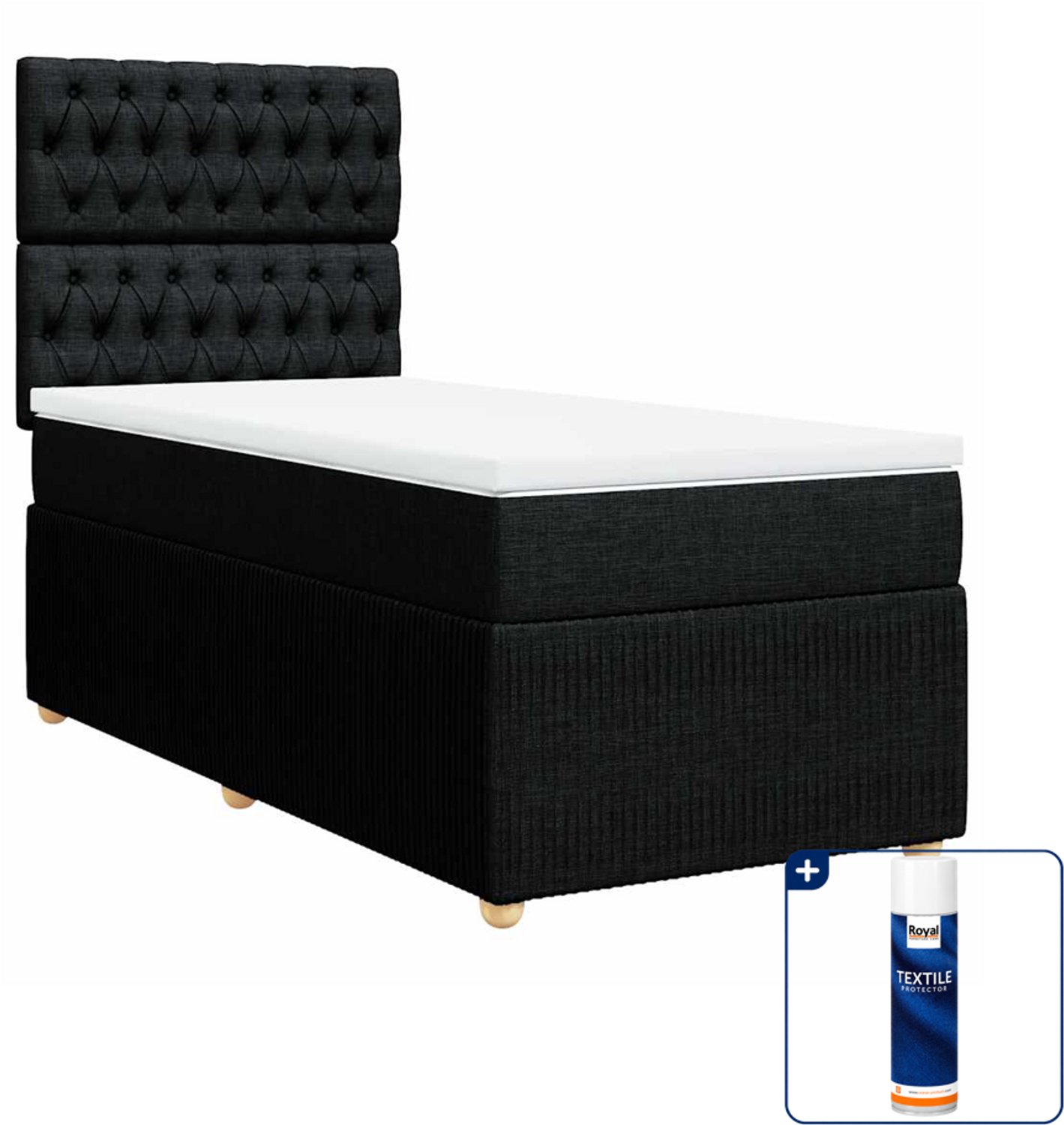 vidaXL boxspring met matras - 100 x 200 cm - stof - zwart - Inclusief textielbeschermer 500 ml