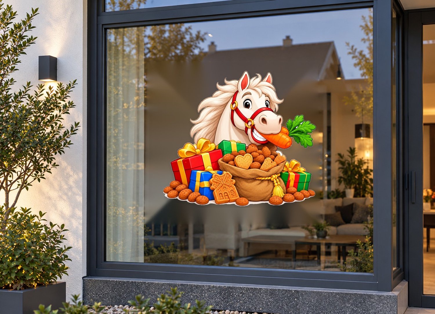De Stickerman Sinterklaas Raamsticker 100cm Breed Herbruikbaar Weerbestendig (V4) Multi