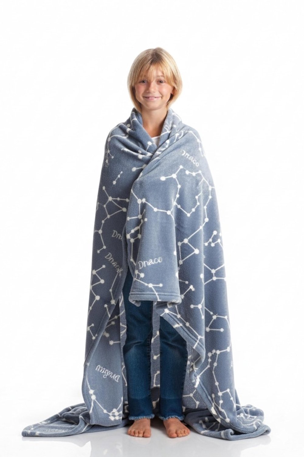 Duraxl Plaid - 130 x 150 cm - Fleece - Blauw - Glow in the dark