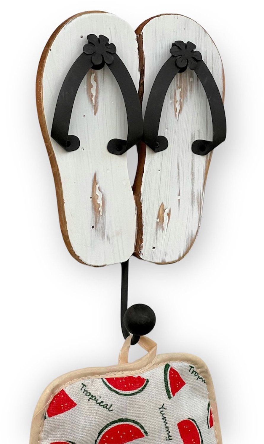 ‎DanDiBo Wandhaak sandaal - Wit hout en metaal - 26 cm