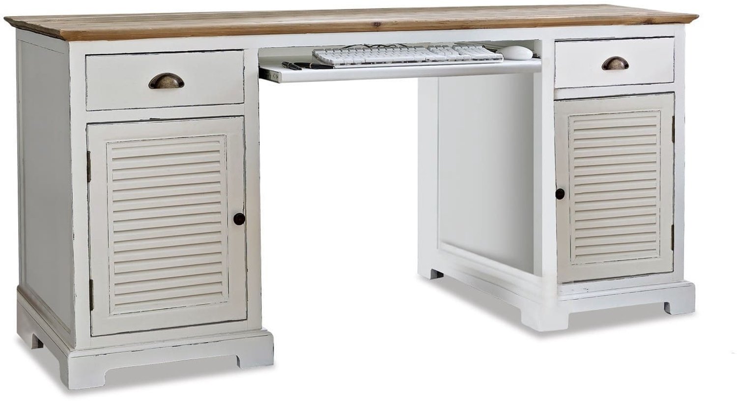 Loberon Bureau Belleplain wit/bruin