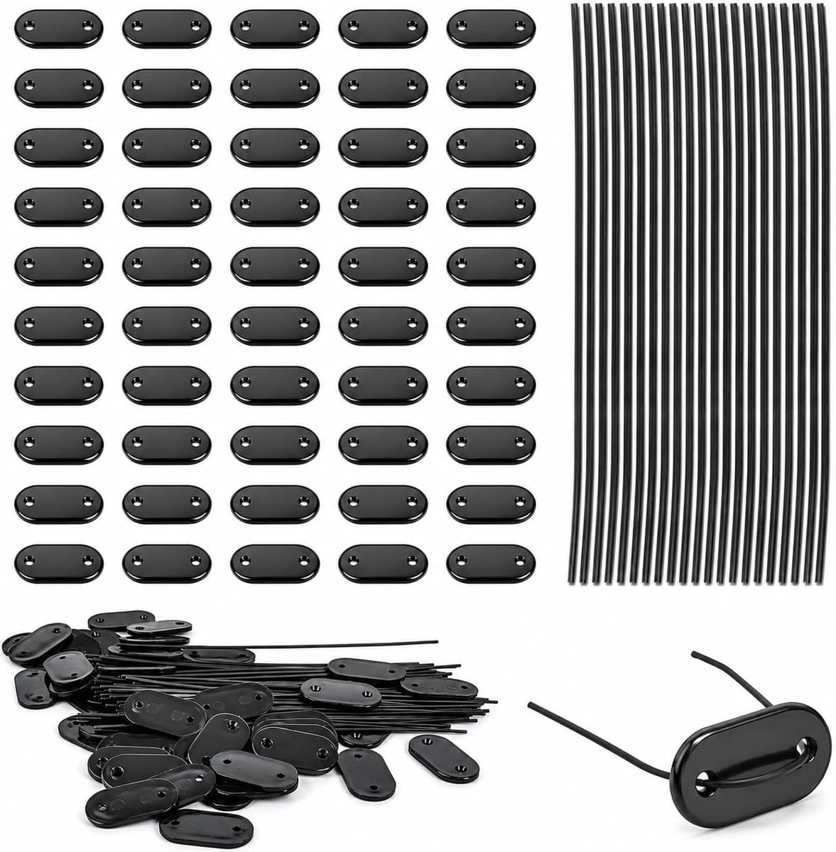 PVC inkijkbescherming 50 stuks - zwarte bevestigingsclips 15 cm - complete set - privacy in de tuin - ShopVlot