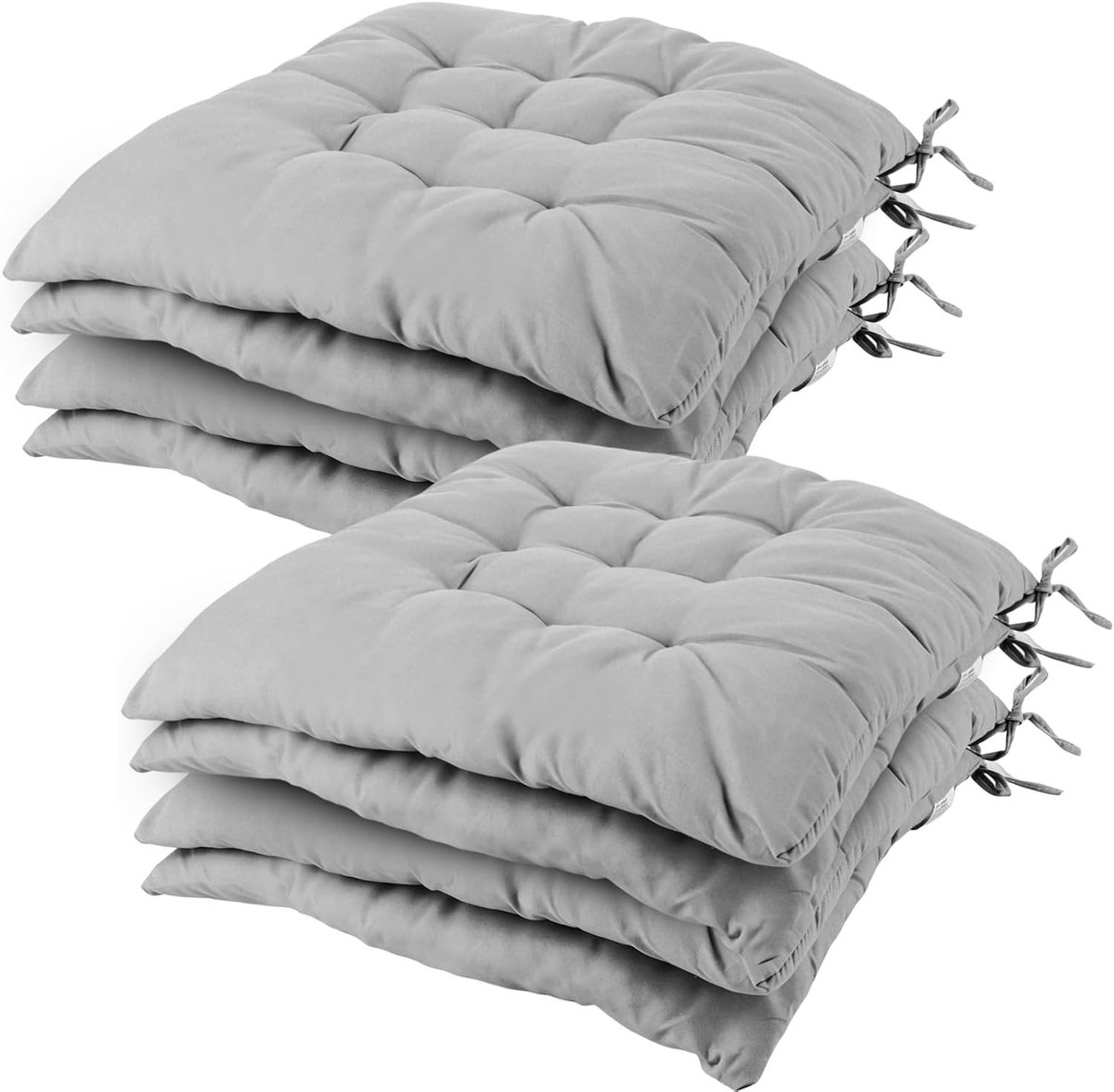 Set van 8 Zitkussens 40 x 40 x 4 cm met Bevestigingsbanden voor Binnen en Buiten - Oeko-Tex Keurmerk - Comfort en Duurzaamheid