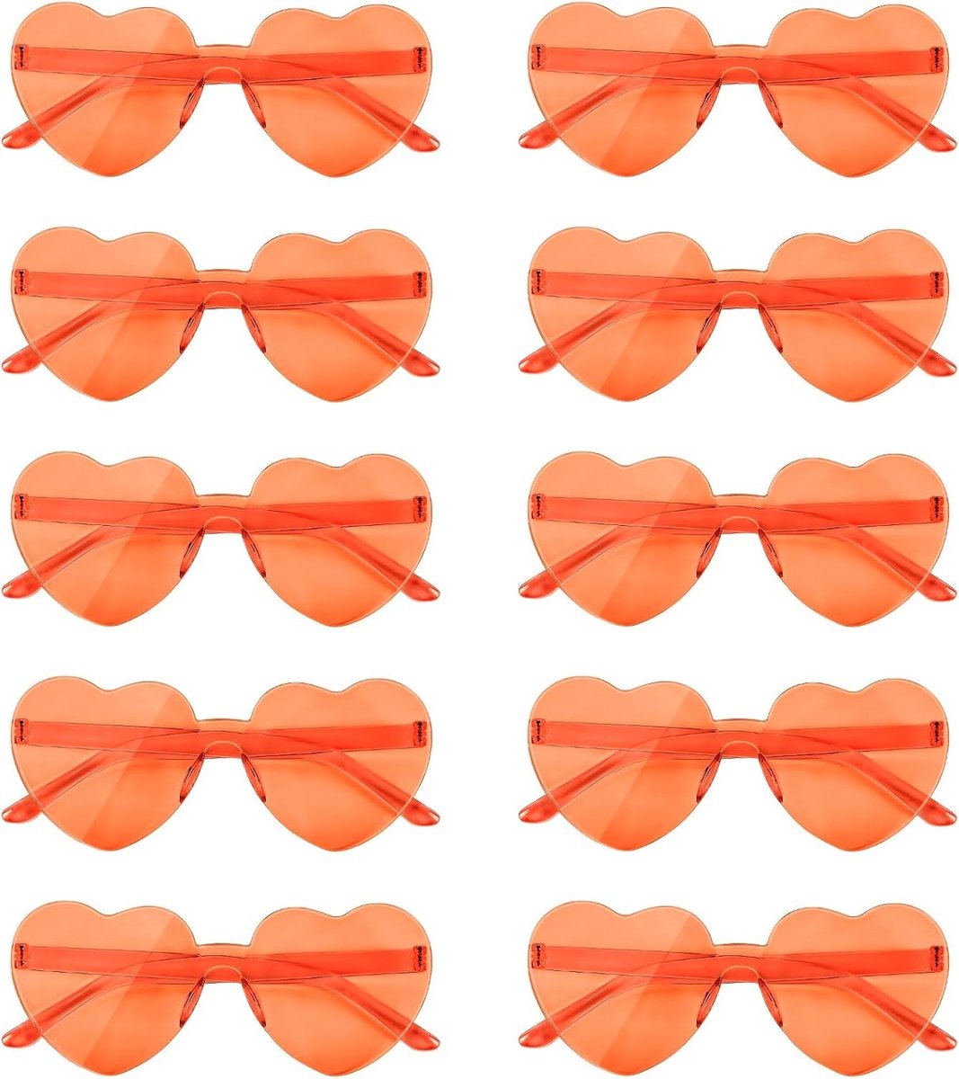 10 Paar Hartvormige Zonnebrillen voor Vrouwen in Candy Kleur voor Valentijnsdag en Feestjes