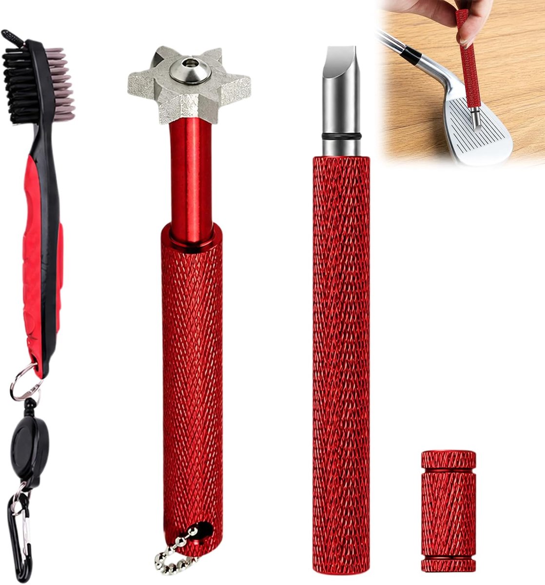 3 stuks golfclubborstels, praktische clubreiniger, golf met groefslijper, ideaal als golfaccessoireset - ShopVlot