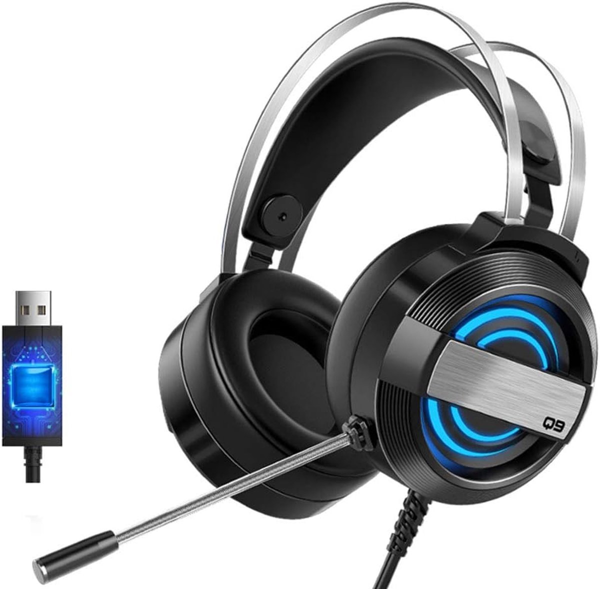 Head-mounted Gaming Headset with Microphone USB Corded Desktop Headset with Microphone - ShopVlot
