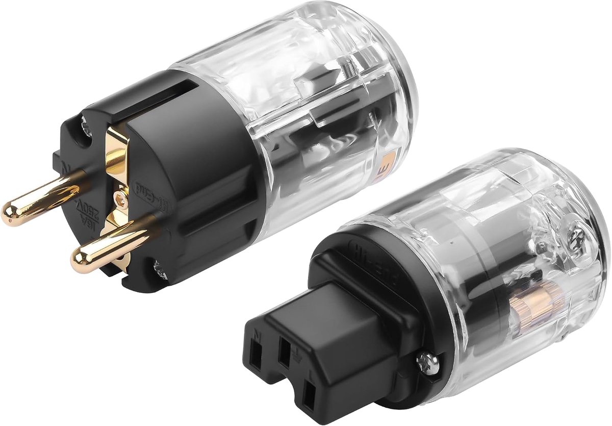 CERRXIAN HiFi Schuko Audiophile Power Plug, Pure Copper, 15A/125V, Euro CEE 7/7 Powerpluck, 10A/250V, IEC C13/C15 - ShopVlot