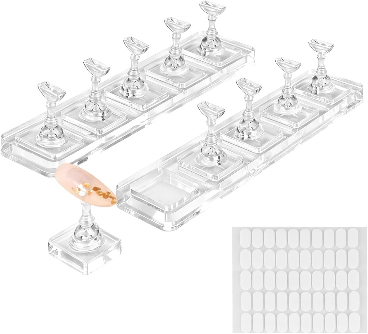 10 Pack Nagelstandaard voor Press ons met 50 Pack Tape, Niet-Magnetische en Afneembare Nagelhouder voor Schilderen - ShopVlot