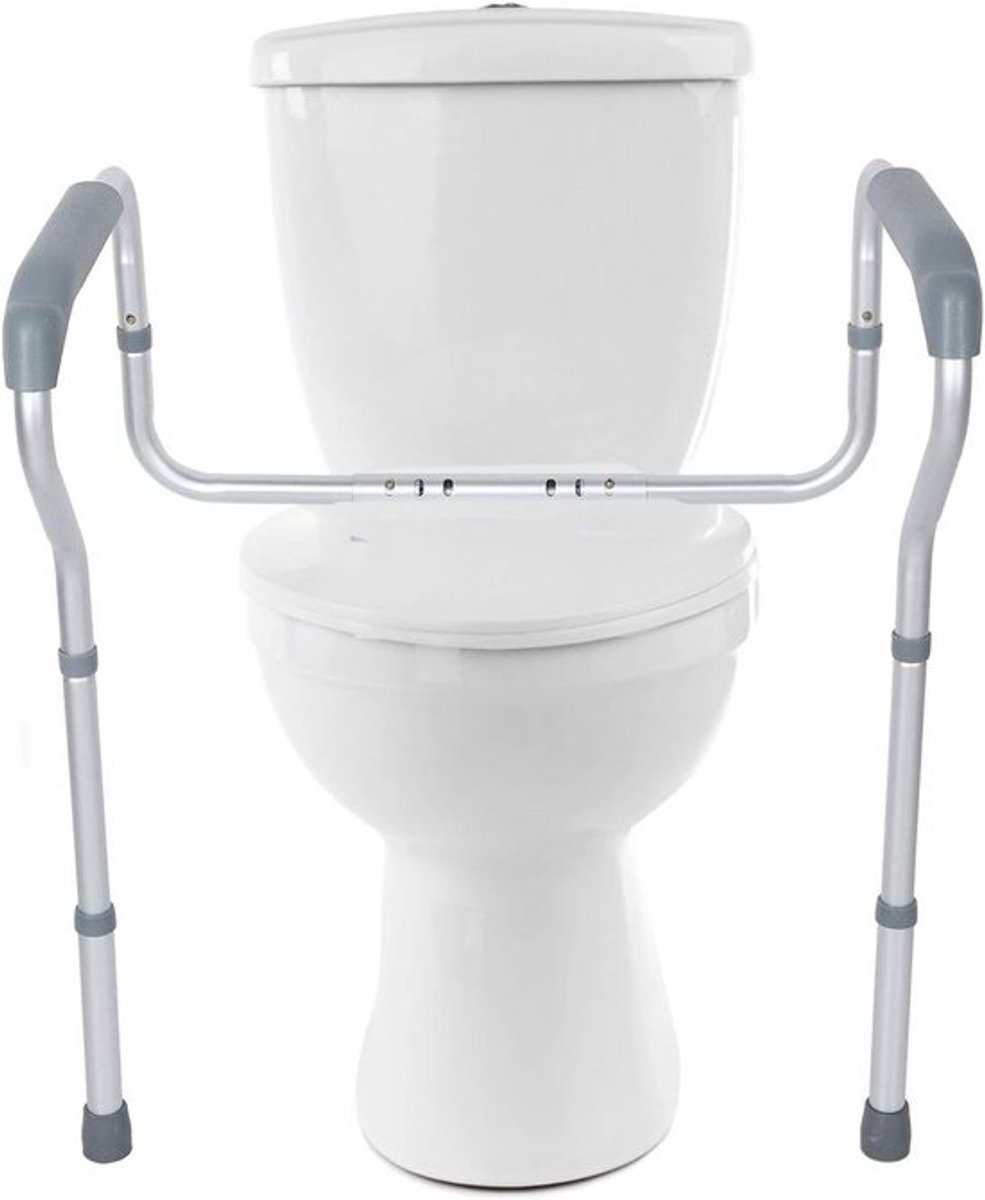 Verstelbare toiletondersteuning met 5 hoogte-instellingen - antislip rubberen voeten en sta-hulp voor badkamer - maximaal 135 kg draagvermogen, 67 x 45 x 75 cm