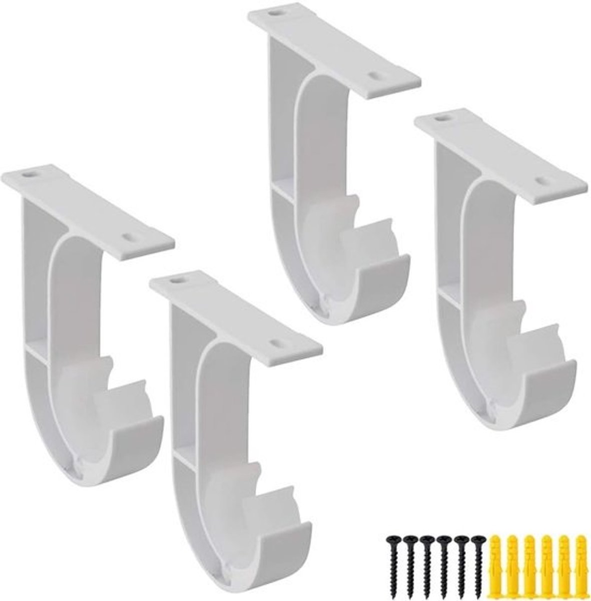 Beugels voor gordijnroede - Roedehouders - Voor vensterdecoratie - Kunststof gesp - Tot 1-2/16 inch - Wit