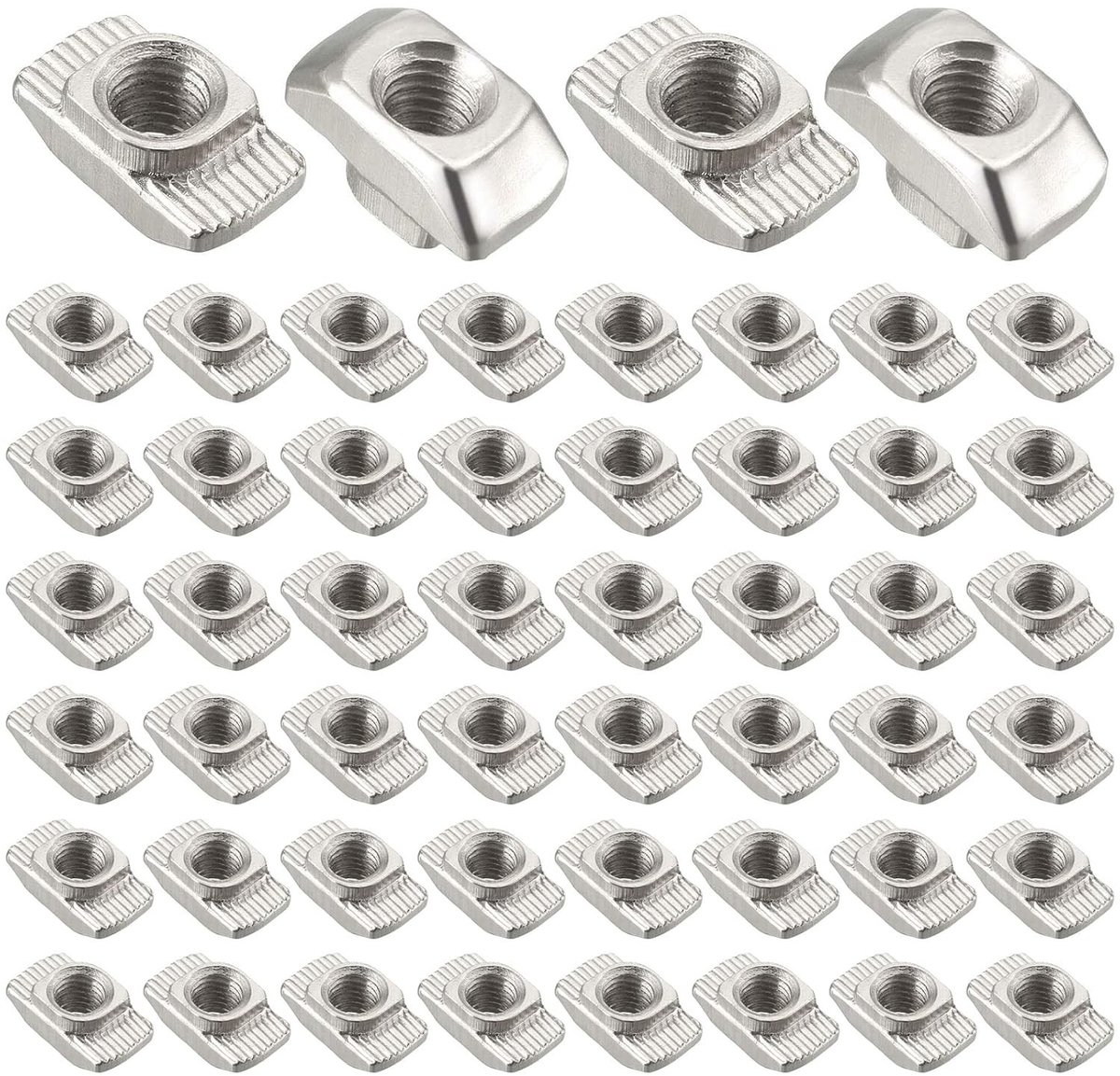 T-Slot Moeren Set van 50 Stuks, M5 T-Nuts van Gegalvaniseerd Koolstofstaal voor Aluminium Profielen, Geschikt voor Extrusie en Europese Normen