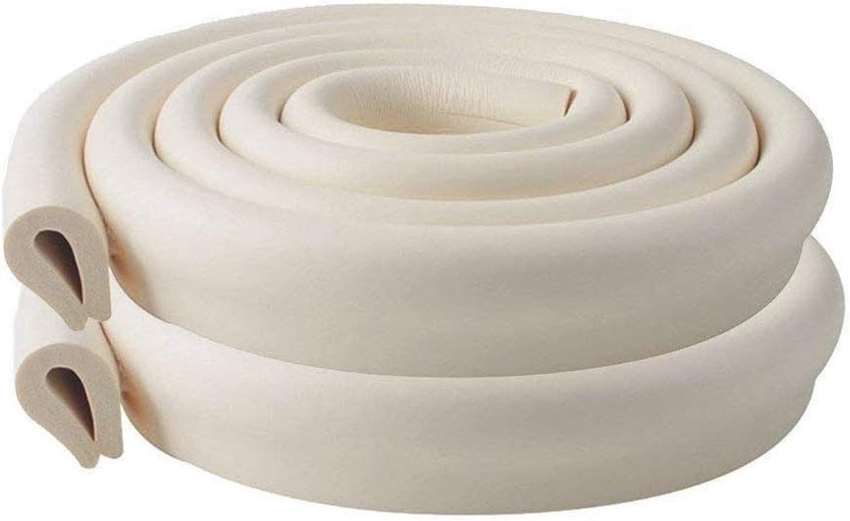 Rubberen Hoekbescherming voor Kinderen, 2 x 2M U-vormige Tafelrandbeveiliging, Veiligheid voor Baby's met Zacht Schuim, Extra Dikke Antiknelling Tafelrandbeschermer (Wit)