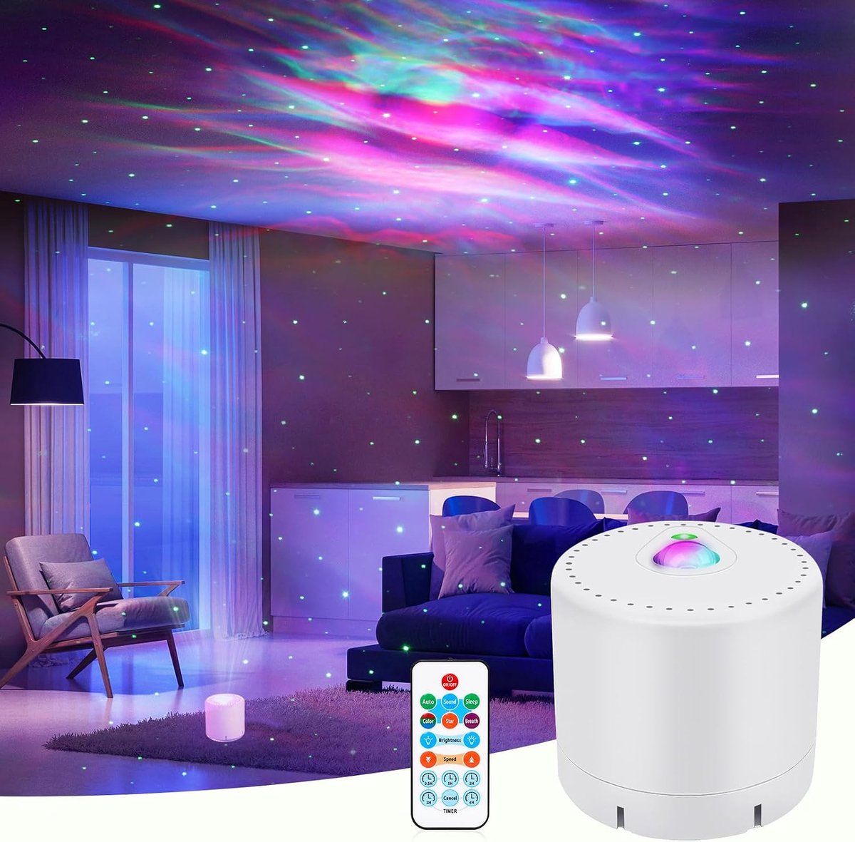 LED Sterren Projector Galaxy – Afstandsbediening | Verstelbare Snelheid & Helderheid | Nachtlampje voor Kinderen & Volwassenen | Feest Decoratie