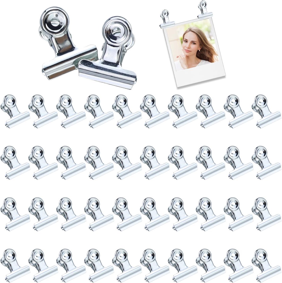 HXMJIED 40pcs Silver Binding Clips, 0.87 Inch (22mm) Metal Hinge Clips, Mini Metal Binding Clips, Mini Paper Clips - ShopVlot