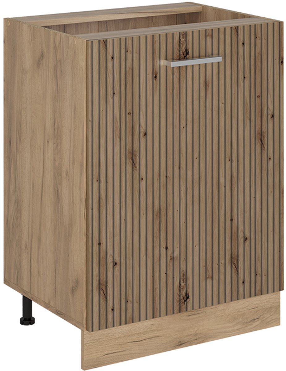 Vicco Keukenonderkast R-Line, Artisanaal eiken/Goudkleurig Eiken, 60 cm met 1 deur zonder werkblad